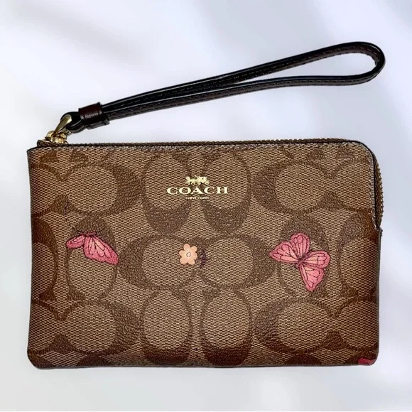 Coach Zippy Pouch Clutch Wristlet in Signature CC Butterfly Print 🦋🌸 - Picture 1 of 4
